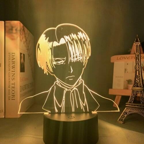Anime Acrylic 3d Lamp Levi Ackerman Attack on Titan for Home Room Decor Light Child Gift Levi Ackerman LED Night Light Anime