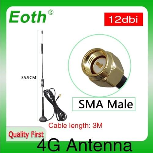 Eoth 1 2pcs 4G LTE router Antenna 12dbi SMA Male Connection Antenna high-gain Cellular modem IOT magnetic Sucker Antena Antenna