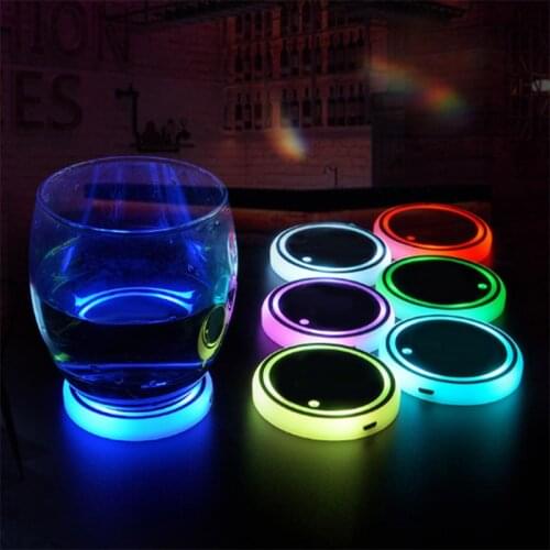 Car LED Light Water Bottle Mat Coaster Colorful Light Coaster Charging Type Coaster Cup Mat Anti-slip Mat