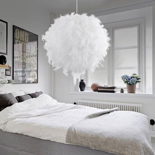White Lamparas De Techo Colgante Moderna Feather Ceiling Light Modern Droplight Ceiling Lamp Bedroom Study Hanging Lamp