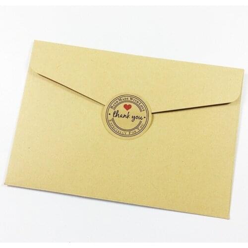 Free shipping 1000pcs kraft red heart Thank You gracias thank you Handmade Love Wedding Decor Party Stationery Stickers