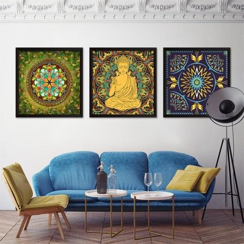 Unframed Abstract Thangka Buddhism Poster canvas painting for Living Room Modern Indian Mandala wall picture poster painting