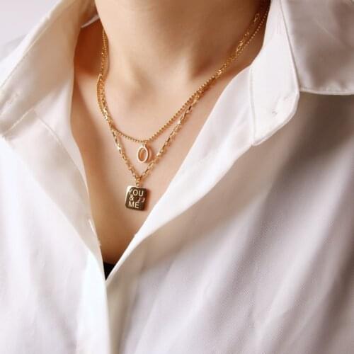 316L Stainless Steel New Fashion Upscale Jewelry Circle Carving Couple Love Heart Charms Chain Choker Necklace Pendant For Women