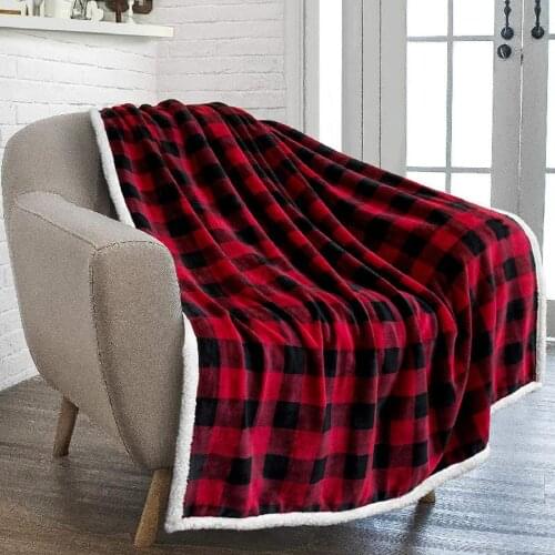 Hot New Style Blanket Flannel Red Black Plaid Winter Thickening Household Flannel Christmas Woolen Blanket 150*200