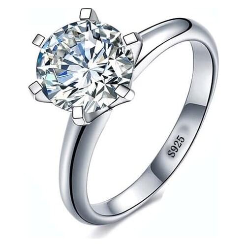 Classic Luxury Real Solid 925 Sterling Silver Ring 3Ct 10 Hearts Arrows Zircon Wedding Jewelry Rings Engagement For Women