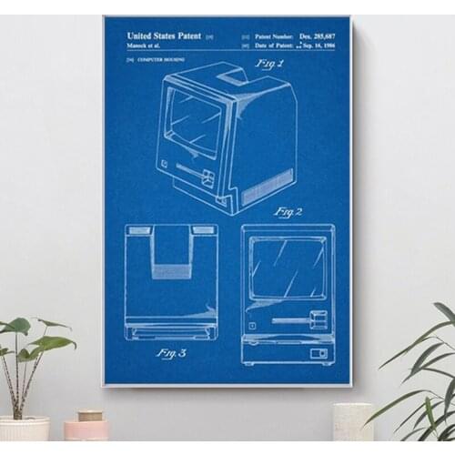 Apple Computer posters,Macintosh PC patent, Technology wall art,Geek decor,vintage print,blueprint,gift idea, wall Decorations