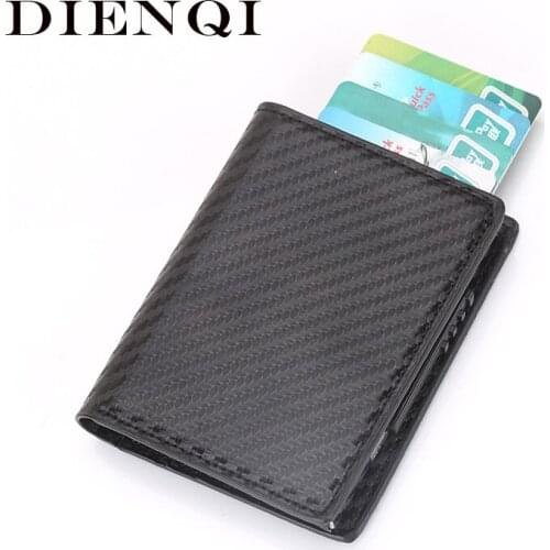 DIENQI Rfid Blocking Bank Credit Card Holder Men Carbon Fiber Minimalist Aluminium Metal Wallet Slim Business Cardholder Case