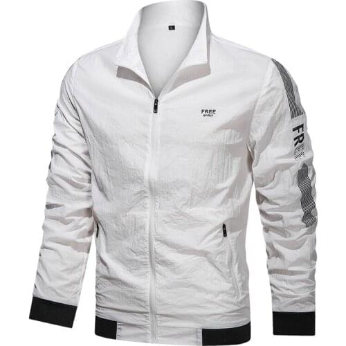 Men 2021 Summer Sun Protection Solid Color Casual Mens Jacket Elastic Cuffs Printed Pattern Jackets Clothing