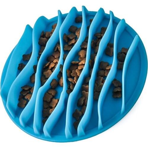 Pet Slow Food Bowl Dog Cat Slow Down Eating Feeder TPR Bowl Funny Wavy Line Feeder Dish Healthy Feeding Dog Accessories