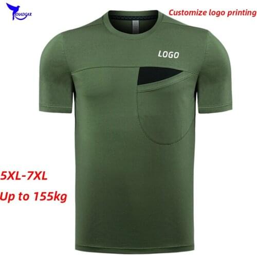 2020 Summer Men Breathable Cotton Running T-Shirt Plus Size 5XL 6XL 7XL Sportswear Clothes Gym Fitness Shirts Top Tees Customize