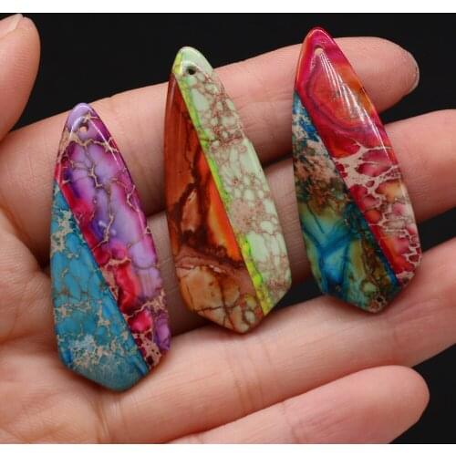 Natural Semi-precious Stone Emperor Stone Horse Eye Shape Pendant 16x40mm for Jewelry Making Necklaces Gift