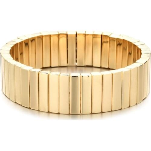 2021 New Gold Color Bracelet Enameled Beads Elastic Beads Bracelets for Women Jewelry Luxury Charm Luxury Bracelets&Bangles