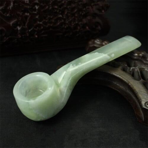 New Arrival Jade Smoking Pipe Gloss Stone Pipe Smoking Tobacco Pipes Cigarette Holder Filter Smoke Tar Honourable Gift