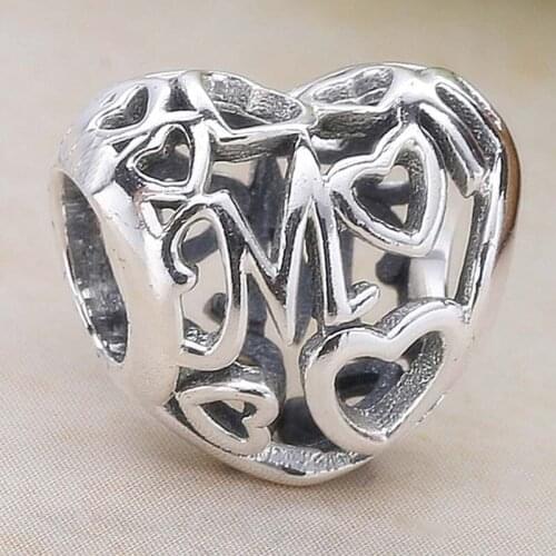 Original Openwork Vintage Mother Love Heart Beads Fit 925 Sterling Silver Bead Charm Bracelet Bangle Diy Jewelry