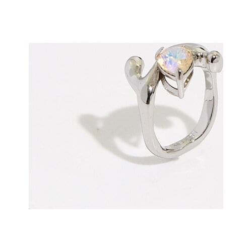 Original metal wind European and American fashion exaggerated geometry irregular glass dazzling opening colorful water drop ring