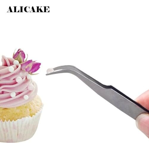 Beads Tweezers Stainless Steel Forceps Clip Candy Sugar Sprinkles Fondant Flower Cake Decoration Tools Bend Straight Tweezers