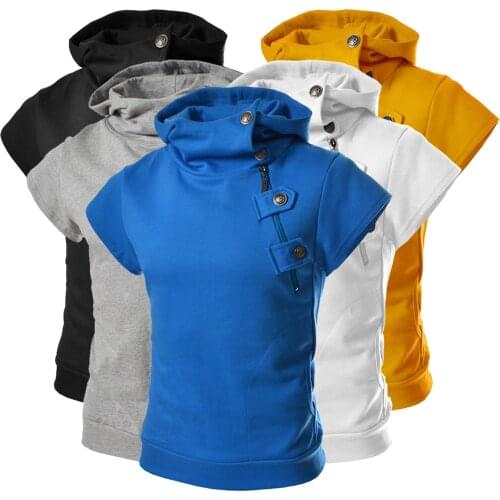 Hooded Pullover Mens Solid Color Sleeveless Sports Vest High Quality Fitness Vest