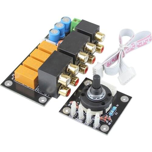 RCA Audio Switch Input Selection Board Lotus Seat Stereo Relay 4-way Audio Input Signal Selector Switching Amplifier DIY