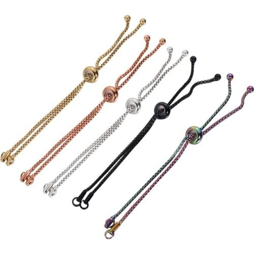 5Pcs Adjustable Stainless Steel Bracelet Makings Slider Extender Box Chains with Ball Ends for DIY Bracele Jewelry Accessories