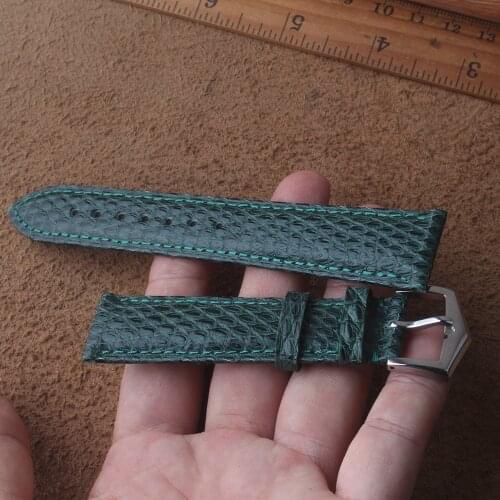 20mm 21mm Green Genuine Leather Lizard skin Watchband Watch band For mens brand strap belt stainless steel buckle fashion style