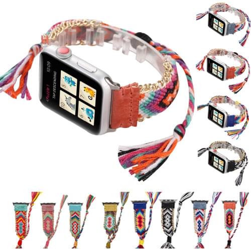 Fabric Braided Rope Strap for Apple Watch band 5 4 2 40/44mm 38/42mm nylon Adjustable Bracelet Band Watchband for iWatch 5/4/3/2