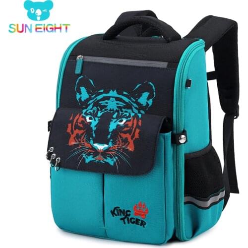 SUN EIGHT Primary School Cool Boy School Bags Orthopedic Backpack For Kids Fashion Animal Pattern Waterproof Schoolbags