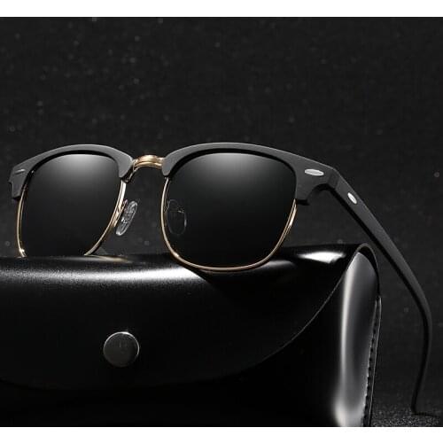 With Case Polarized Sunglasses Half Frame Vintage Sun Glasses Famous Brand Sunglases Polaroid Sunglasses Retro for Women Men