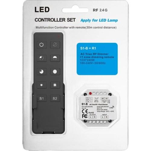 SS-B + R1;AC Triac RF + Push Dimmer & Switch;100-240VAC input;200-480W output(need to buy the RF remote separately)