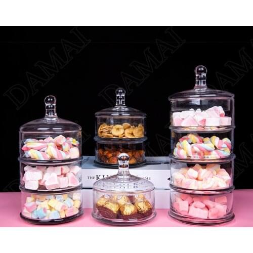 Glass with Lid Storage Jar Cosmetic Containers Tank Candy Snacks Stackable Multilayer Organizer Jars Home Decoration Modern