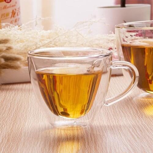 Double Wall Glass Mug 180ml/240ml Heart Love Shaped Drinkware Tea Beer Mug Juice Cup Coffee Cups Mug Gift Heat-Resisting