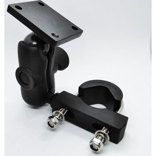 Heavy Duty Motorcycle Handlebar Rail GPS Mount Double Socket Arm with 1'' Rubber Ball Square Base Standard AMPS Hole Pattern