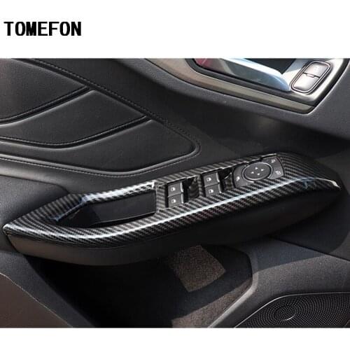 TOMEFON For Ford Focus LHD 2019 Inner Door Handle Armrest Bezel Window Lift Switch Button Panel Cover Trim Interior Accessories