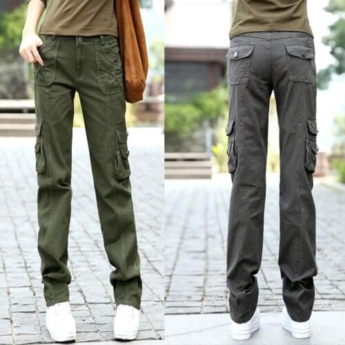 2021 Spring New Work Overalls Female multi-pocket Casual Pants Trousers Loos Straight