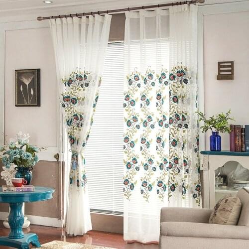 High quality European and American style heavy dense floral embroidery curtain curtain for living room bedroom tulle screens
