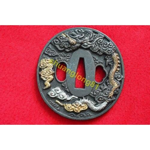 High Quality Alloy Dragon Tsuba Guard Japanese Tsuba Samurai Katana Sword Guard Wakizashi Nice