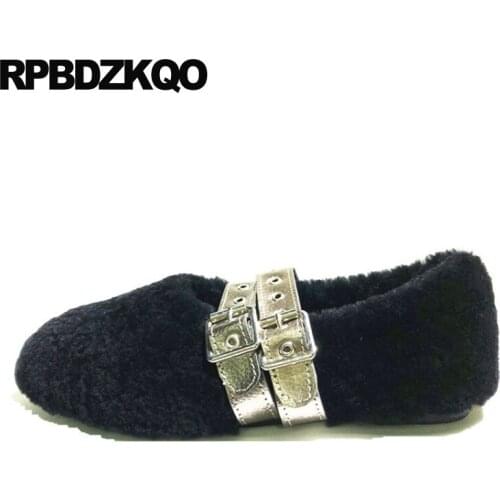 Large size women winter black shallow latest white slip on fur ladies designer shoes china 2019 round toe flats chinese casual
