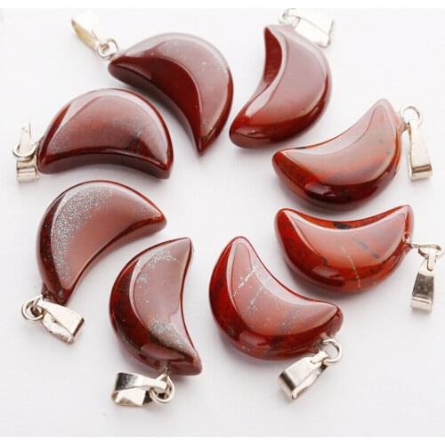 1Pcs High quality assorted natural stone crescent moon shape charms pendants for DIY jewelry making
