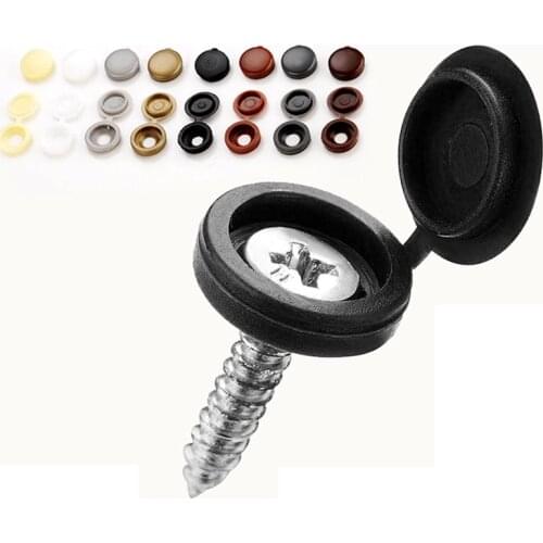 100Pcs Hinged Plastic Screw Cap Cover Fold Snap Protective Cap Button For Car Furniture Decorative Nuts Cover Bolts Hardware