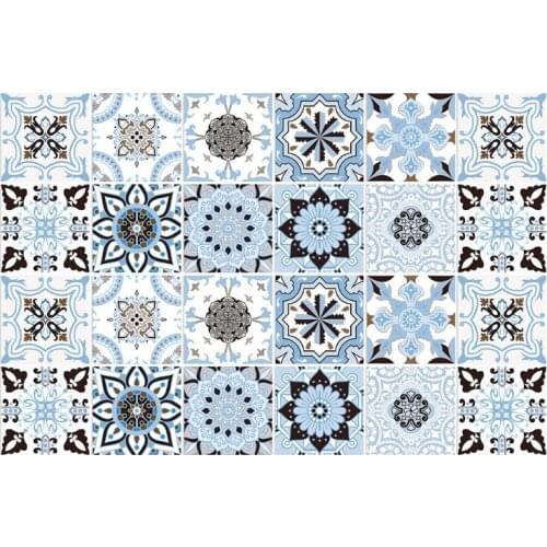 10x10cm 24pcs Flowers Art Peel Stick Wall Sticky Backsplash Floor Stair Stickers Waterproof Removable Tile Decals for Bathroom