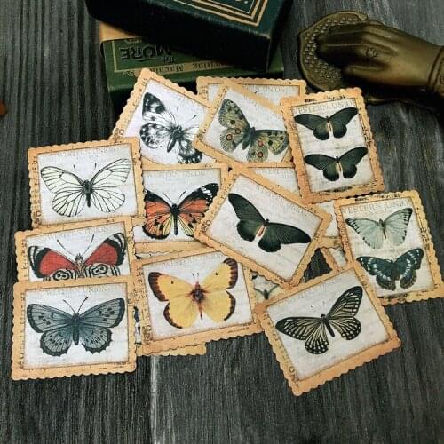 18PCS Vintage butterfly stamp Stickers Crafts And Scrapbooking stickers kids toys book Decorative sticker DIY Stationery