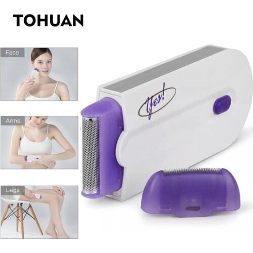 2 in 1 Women Hair Removal Instant & Painless Electric Epilator Lady Shaver Female Body Hair Free Sensor Light USB Rechargeable