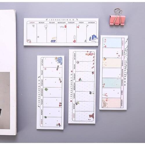 20packs Weekly Planner Stickers Kawaii Memo Sticky Notes Office Decoration School Study Memo Sheets To Do List Sticker Notepad