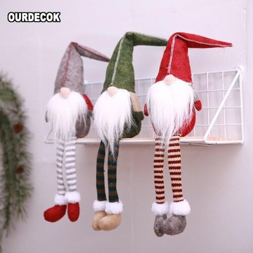 3 Pcs Christmas Cute Sitting Long-legged Elf Festival New Year Dinner Party Home Christmas Decorations