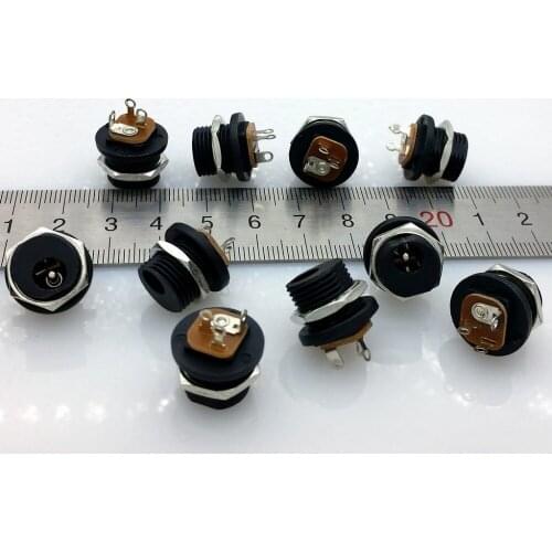 3pin 5.5x2.1mm DC power supply socket DC Female Panel Mount Connector outside nut 100pcs/lot