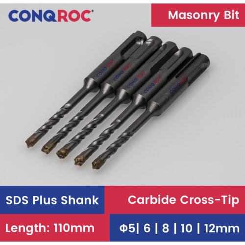 5 Pieces 110mm SDS Plus Shank Drill Bits Masonry Cross Alloy Tip Drill Bits