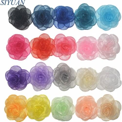 60pcs/lot Layered Singed Silk Gauze Flower Fabric Floral for Girl Headwear Apparel and Hat Accessories DIY Boutique H0284