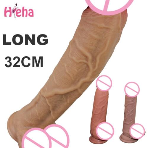 Big Dildo Erotic Soft Double-layer Silicone Long Dildos Realistic Penis Suction Cup Dick for Anal Orgasm Adult Sex Toy for Woman