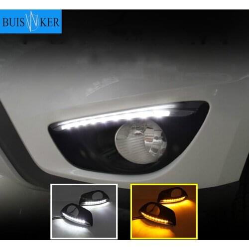 For Hyundai Santa Fe 2010 2011 2012 Dimmming style Relay 12v LED CAR DRL Daytime Running Lights accessories with fog lamp hole