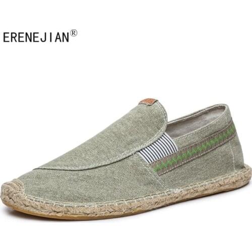 ERENEJIAN Men Casual Canvas Shoes Soft Flat Loafers Masculino Lightweight Walking Driving Sneakers Breathable Footwear