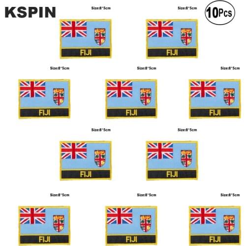 Fiji Flag Embroidery Patches Iron on Saw on Transfer patches Sewing Applications for Clothes in Home&Garden